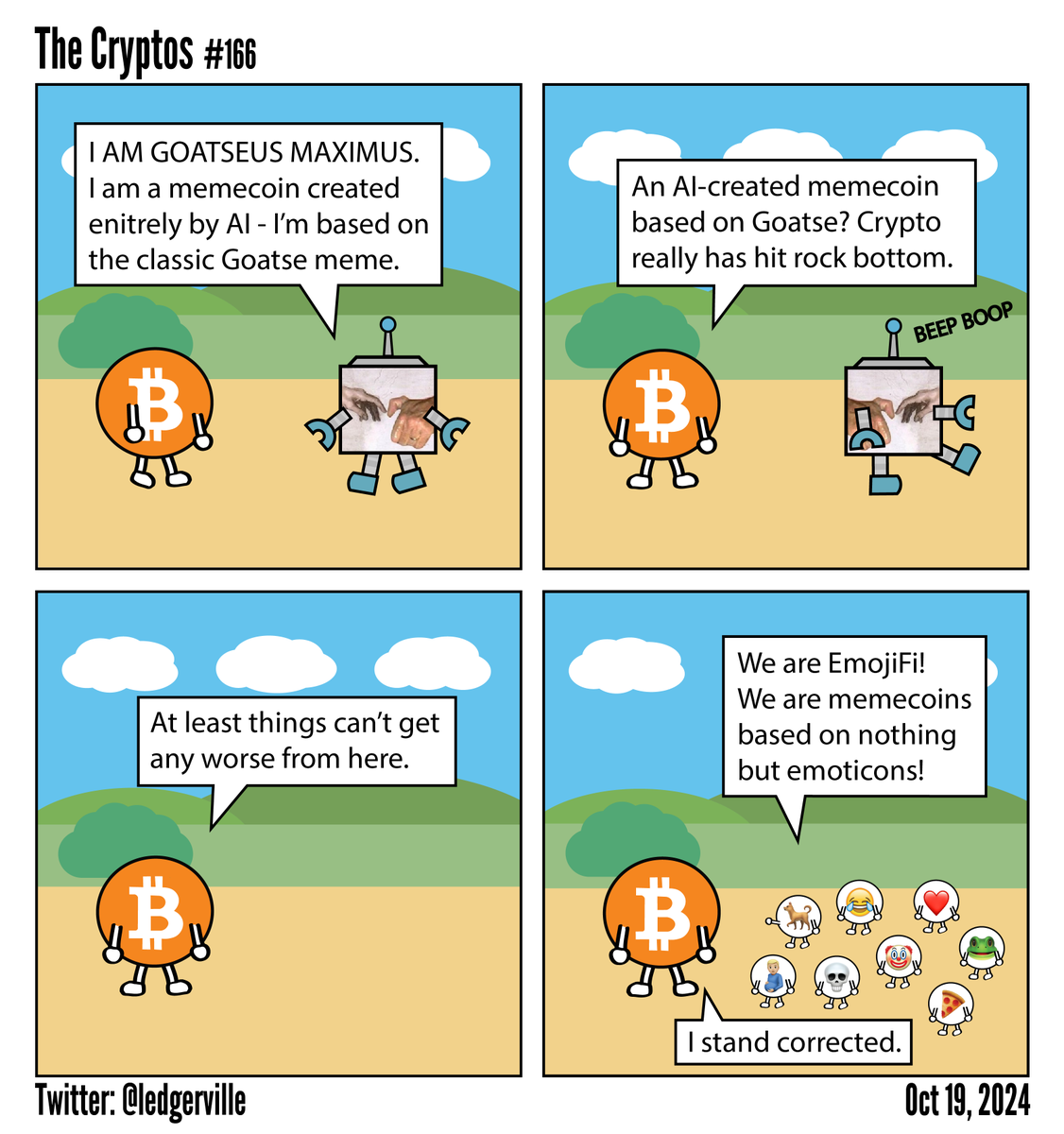 Comic 166. Cutting edge technology #Bitcoin #BTC #GOATseusmaximus #Goatseus  $GOAT #EmojiFi #memecoins #memecoin #emoji #Solana #SOL #webcomic  #thecryptos