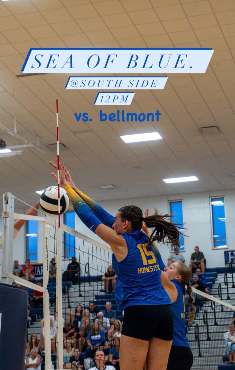 Homestead Spartan Volleyball (@homesteadspart1) on Twitter photo Sectional Game tomorrow against Bellmont at Southside Side. 12:30PM! Wear blue and support our Spartans as they begin their post season journey! <a href="/Spartytweets/">Homestead Athletics</a> Sectional Game tomorrow against Bellmont at Southside Side. 12:30PM! Wear blue and support our Spartans as they begin their post season journey! <a href="/Spartytweets/">Homestead Athletics</a>