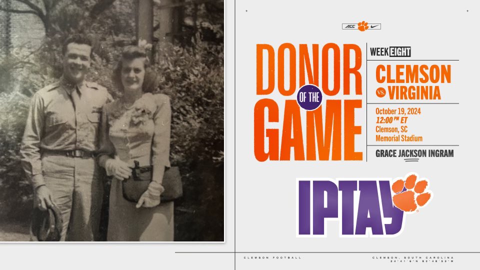 SalesforceBritt's tweet photo. @accnetwork Don’t miss the amazing story of 102 year old Grace Ingram who is being honored at Clemson game today. DM for all details. It’s an incredibly special story / legacy that viewers should hear about. @JennaLaineESPN in case you can help us get this to the right people! ❤️ https://t.co/8zT1e6cqMg