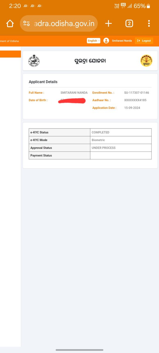 chinmaya2001's tweet photo. Applied for #Subhadra on 15th of September 2024 , still the application is not approved yet .
Requesting @CMO_Odisha @districtadmndkl @SecyChief @KVSinghDeo1 @PravatiPOdisha  to look into the matter and ensure a hassle free process the benifit of the needy people https://t.co/vT9J7SNaS7