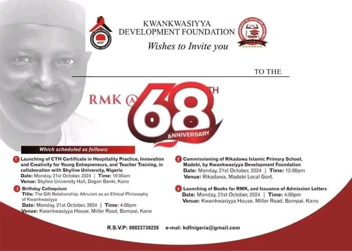 Godson_Green's tweet photo. Our National Leader @KwankwasoRM will be 68. Let's celebrate this enigma,  lover for education, and good governance.  Congratulations, our leader. https://t.co/UmJ9Ig6kBL