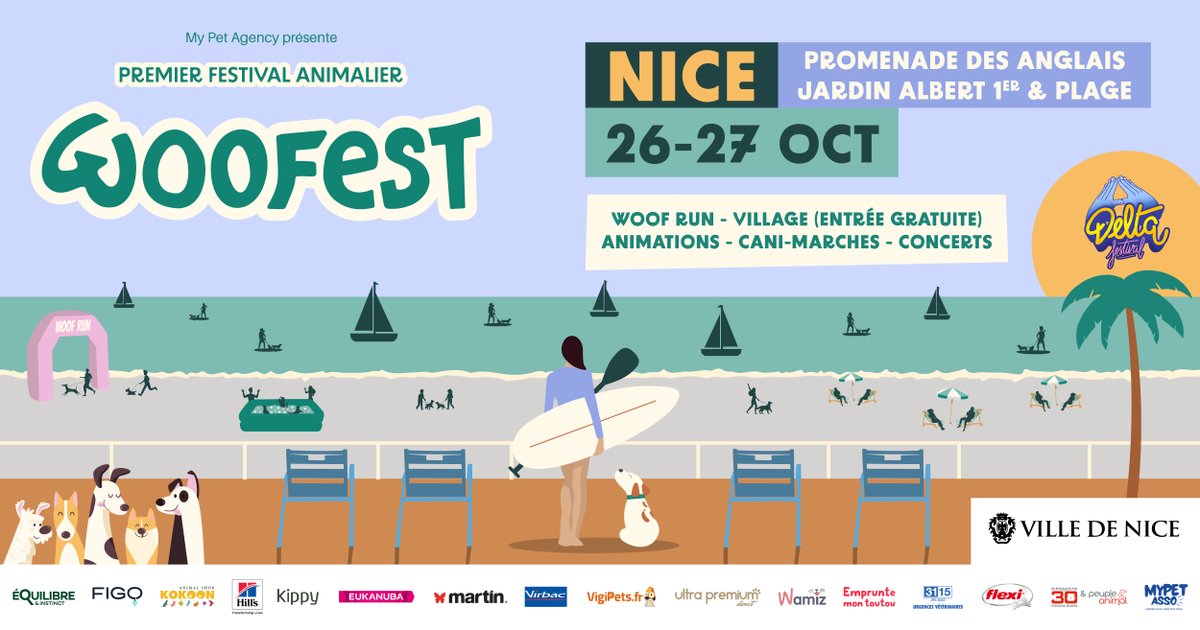 VilledeNice's tweet photo. 🐾🌊 #WooFest débarque sur la Promenade des Anglais les 26 et 27 octobre !
Rejoignez-nous pour un festival unique avec votre fidèle compagnon à quatre pattes et passez pour une journée mémorable avec lui. 🐶✨
🎟️ Réservez votre place sur https://t.co/z2i2KByQWt
#ILoveNice https://t.co/YVqLMqUvfT