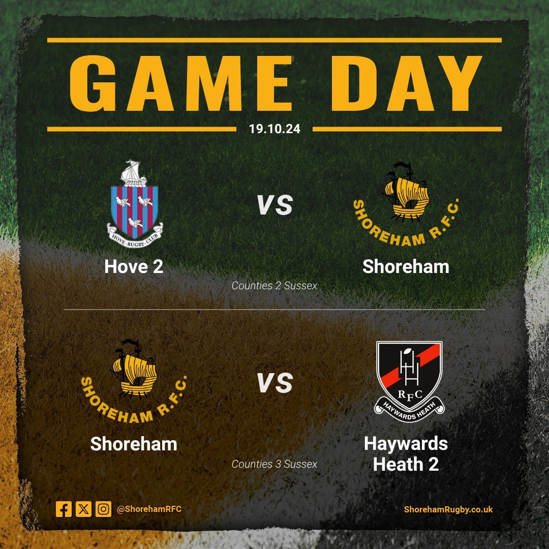 Shoreham Rugby Club (@shorehamrfc) on Twitter photo ๐GAME DAY!
Join us today at one of our 3pm๐ kick-offs as our 1st XV travel away for โThe Old Shoreham Road Derbyโ at <a href="/HoveRugbyClub/">Hove Rugby Club</a> (๐Hove Rec, BN3 6NQ) or cheer on our 2nd XV as we host <a href="/HeathRugbyClub/">Haywards Heath RFC</a> at Buckingham Park.
Up the Ham๐ ๐GAME DAY!
Join us today at one of our 3pm๐ kick-offs as our 1st XV travel away for โThe Old Shoreham Road Derbyโ at <a href="/HoveRugbyClub/">Hove Rugby Club</a> (๐Hove Rec, BN3 6NQ) or cheer on our 2nd XV as we host <a href="/HeathRugbyClub/">Haywards Heath RFC</a> at Buckingham Park.
Up the Ham๐
