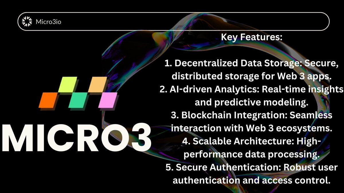 itoroudahetim's tweet photo. Alert!!!! Alert!!!! Alert!!!!
Did you know about #Micro3io ???
@Micro3io decentralized data storage and analytics capabilities make it an attractive solution for Web 3 applications seeking secure, scalable, and insightful data management. #defi
#Blockchain https://t.co/Um3wt9hXBj