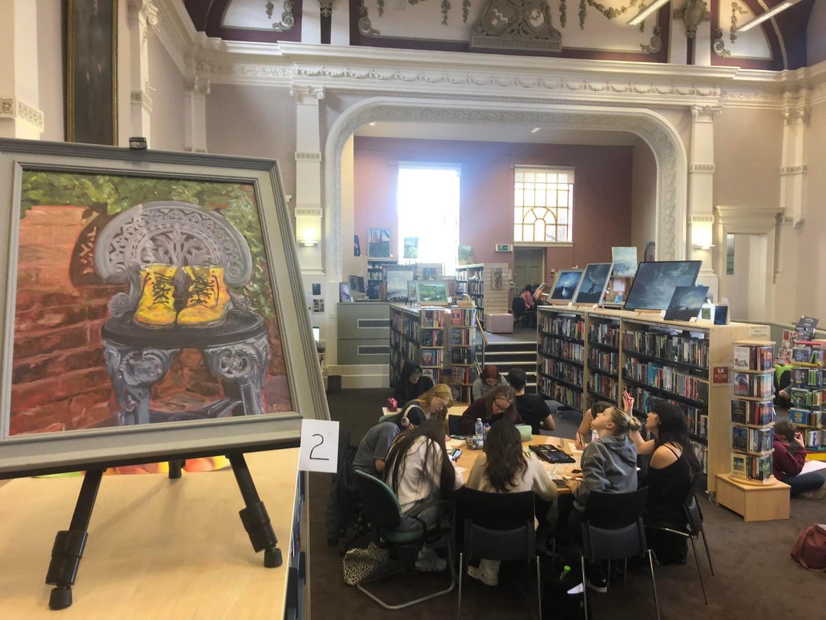 kharriesci's tweet image. Thanks to the staff at Monmouth Library for letting our @CAVC @CAVCCreative Art learners take over the space whilst they took in the exhibition and sketched the interior of the beautiful building, followed by a tour of the #LivingWindows project in the local community ✨