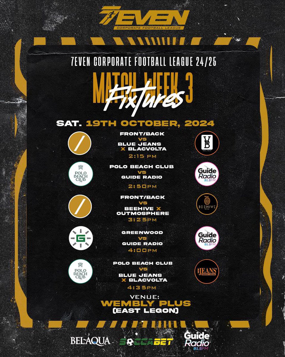 TwoBrothersSC's tweet photo. Big fixtures 🔥 #7evenCorporateLeague https://t.co/MPAT0dupZh