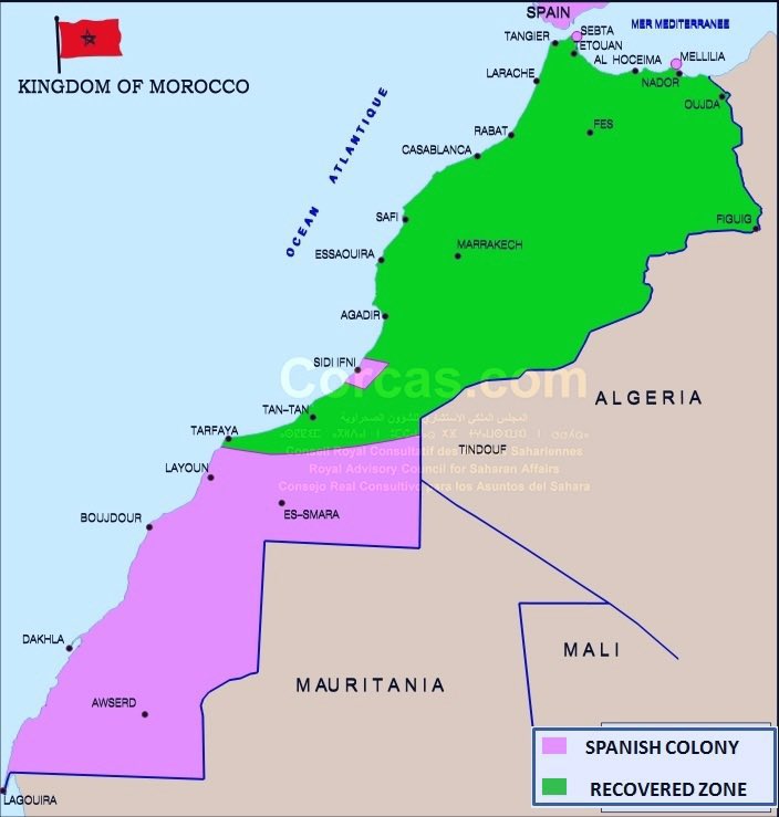 BreikaBeiba's tweet photo. #Morocco recovered its occupied territories from 1956 to 1975/79:
Phase1: North&center 1956
Phase2: Tarfaya Guelmim TanTan Tata...1958
Phase3: Ifni 1969
Phase4: former #WesternSahara territory 1975/79
Please tell the above to #4thCommittee public
#SaharaOccidental
#UNGA79 https://t.co/FZFlT2QgeQ