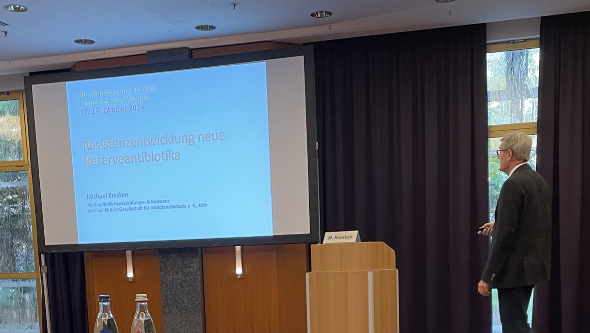 guwe33's tweet photo. #AMR against last resort antibiotics - take care about breakpoints when interpreting surveillance data for novel substances like #cefiderocol and novel combinations against carbapenemase producing bacteria - great talk by Prof Kresken at the meeting of the @PaulEhrlichGes https://t.co/0ThjNXkuNc