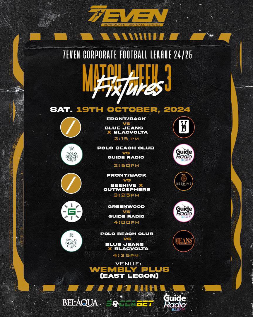 The fixtures drop  #7evenCorporateLeague
