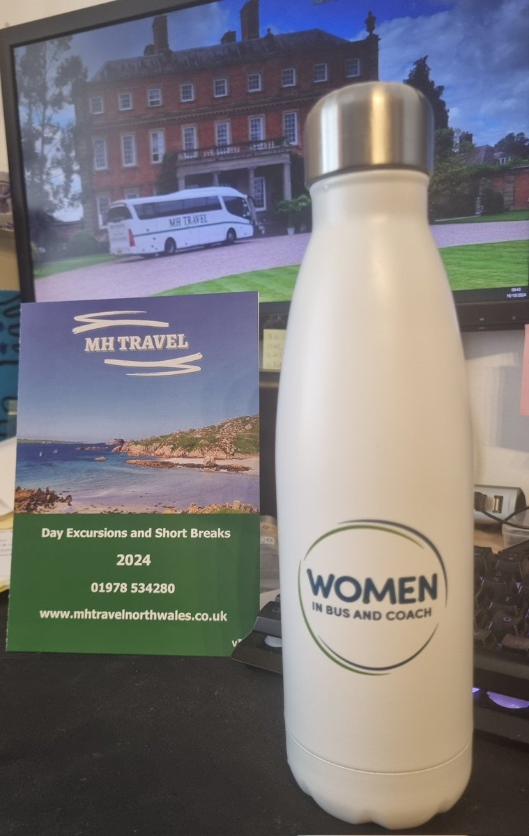 MHT_NorthWales's tweet photo. Keeping hydrated whilst working in the office this morning! Thanks to Women in Bus and Coach for the cooler bottle that was in the goodie bag at the recent annual summit 🙂 #hydrate #womeninbusiness #wrexhambusiness #wrexhamsmallbusiness #coachtravel #RHACoaches #RHAmember https://t.co/aZSgxV4C6o