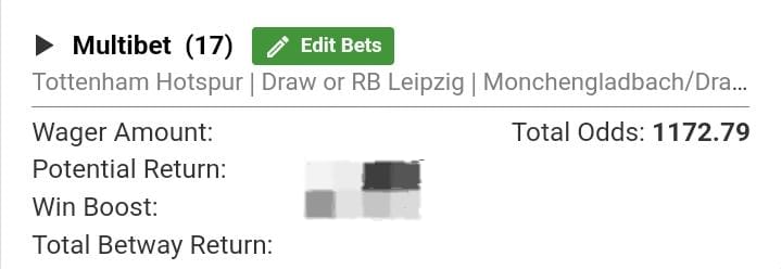 📒 Bookie: <a href="/Betway_za/">Betway ZA</a>
📆 19 OCT, SAT
⌚ Kick off: 13:30
👩‍💻 Booking code: X80A8AE7A
📲 Booking link: betway.co.za/bookabet/X80A8…
📈 ODDS: 1172.79

Edit bets where you doubt 
#Betway #TipsPlug