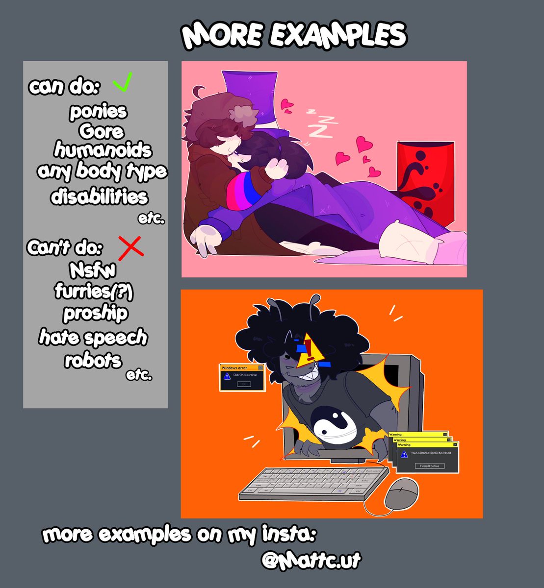 Xcut_x's tweet image. Reopening comms !!! They&apos;ll be open forever :]! All info below

If interested dm me here or on my insta!! 

#commissionsopen 
#Commissions
