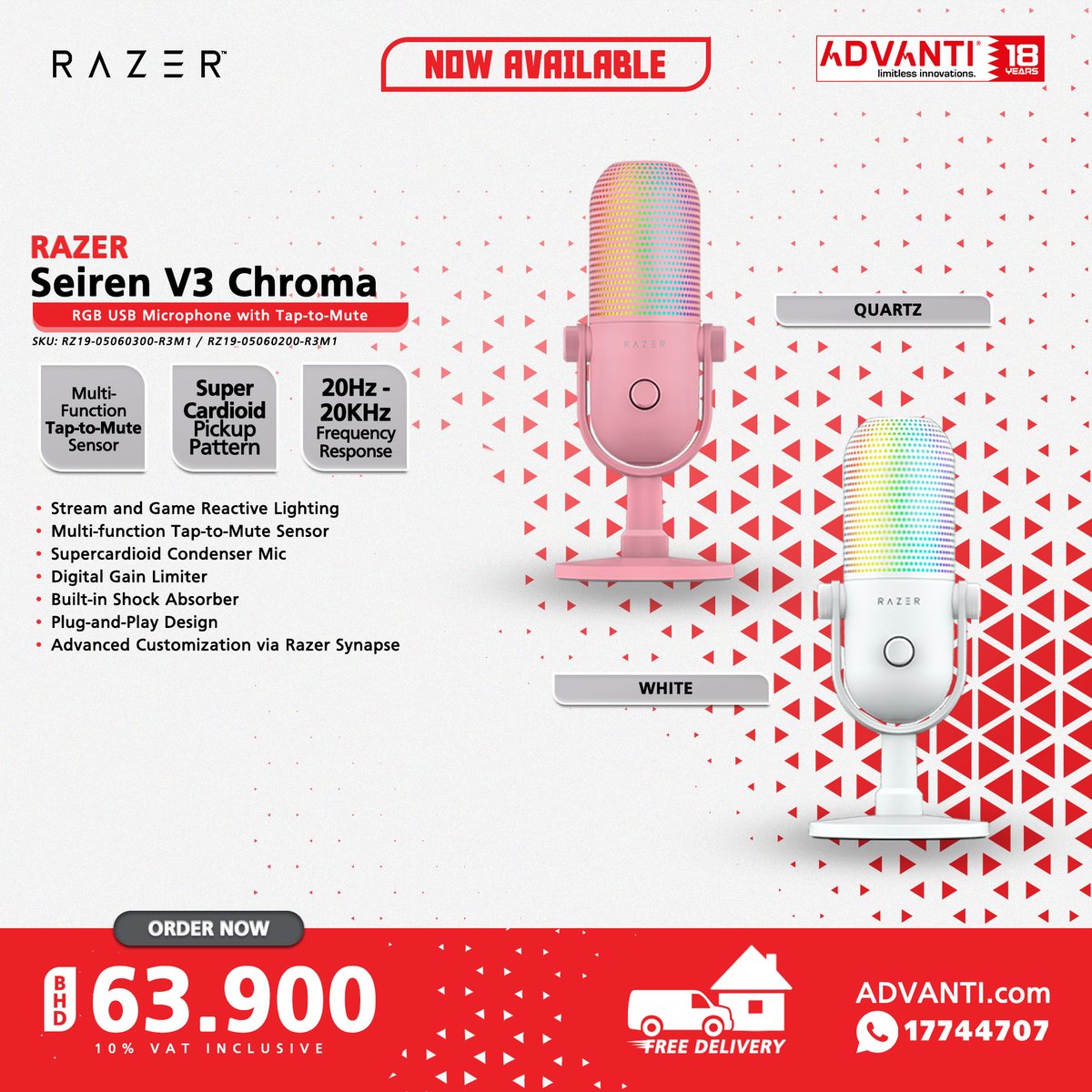 ADVANTIGroup's tweet photo. ◀Swipe Left for more!
🔽NOW AVAILABLE!🔽

🔴RAZER Seiren Streaming Microphones!🔴

📦 FREE DELIVERY! 🚚
▶10% VAT Inclusive

#ADVANTI #Razer #Seiren #Streaming #Microphones #TechDeals #Bahrain #Manama #Saar https://t.co/y9T1VSsnRk