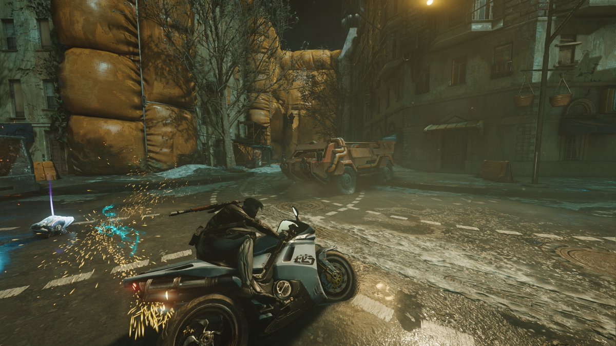 severancegamer's tweet photo. Just amazed with the Warframe 1999 demo. Fresh and brand-new approach, greatly appreciated after this years. Loved the Atomicycle, general theme, and On-lyne advertisements all around the town. I cant wait for the update! #Warframe1999 #Warframe @PlayWarframe https://t.co/EAq96giMRG