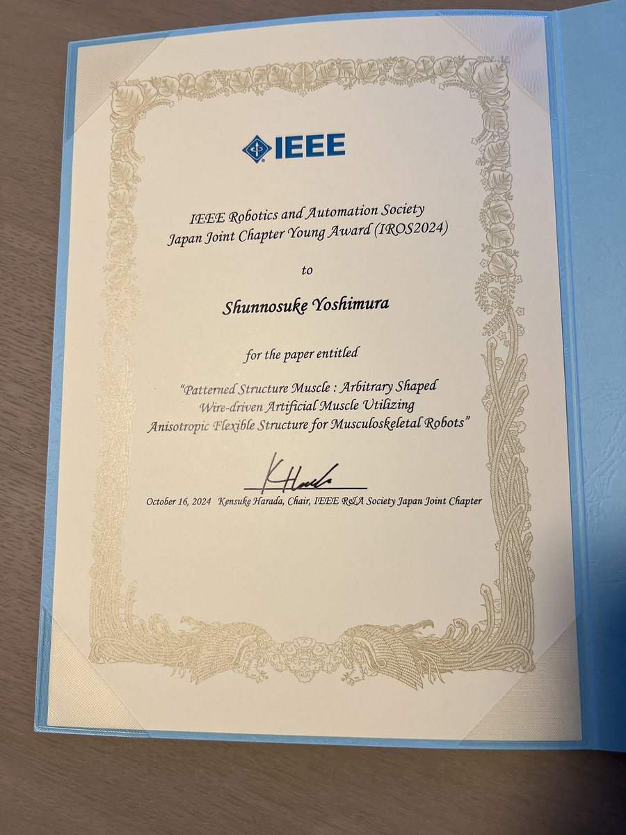 lyosika50's tweet photo. I am honored to have received both the 'IEEE RAS Japan Joint Chapter Award'
and the
'SICE International Young Authors Award (SIYA-IROS2024)' at IROS 2024!
#IROS2024 https://t.co/ncwgwZ11Yr