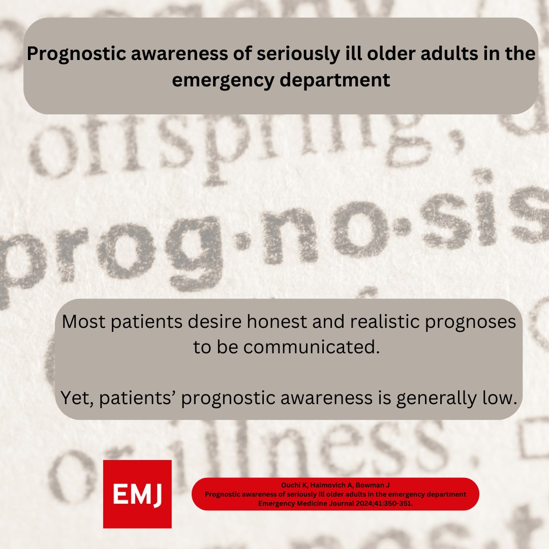 #June2024 #Commentary

Prognostic awareness of seriously ill older adults in the emergency department

emj.bmj.com/content/41/6/3…