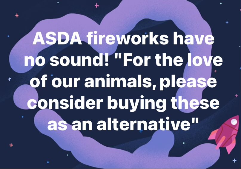 JackieMeek6's tweet photo. Brilliant @asda 👏👏👏👏👏👏 #fireworks #AnimalsMatter 👇 https://t.co/OQBgLwaguU