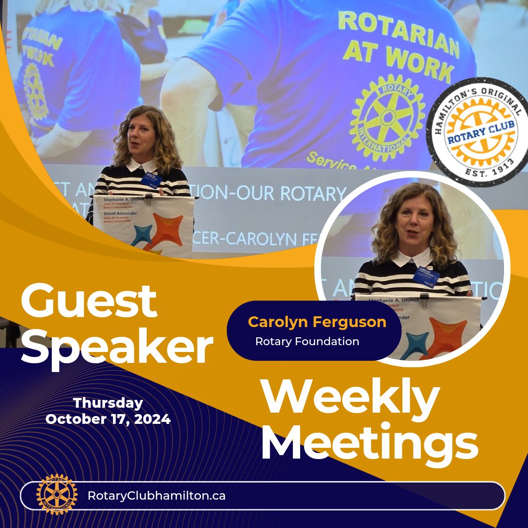 This week, Carolyn Ferguson shared with us how Rotary is making a global impact, from fighting polio to supporting local foundations. Want to be part of the change? Join us at noon every week at MIP, or visit rotaryclubhamilton.ca to get involved!