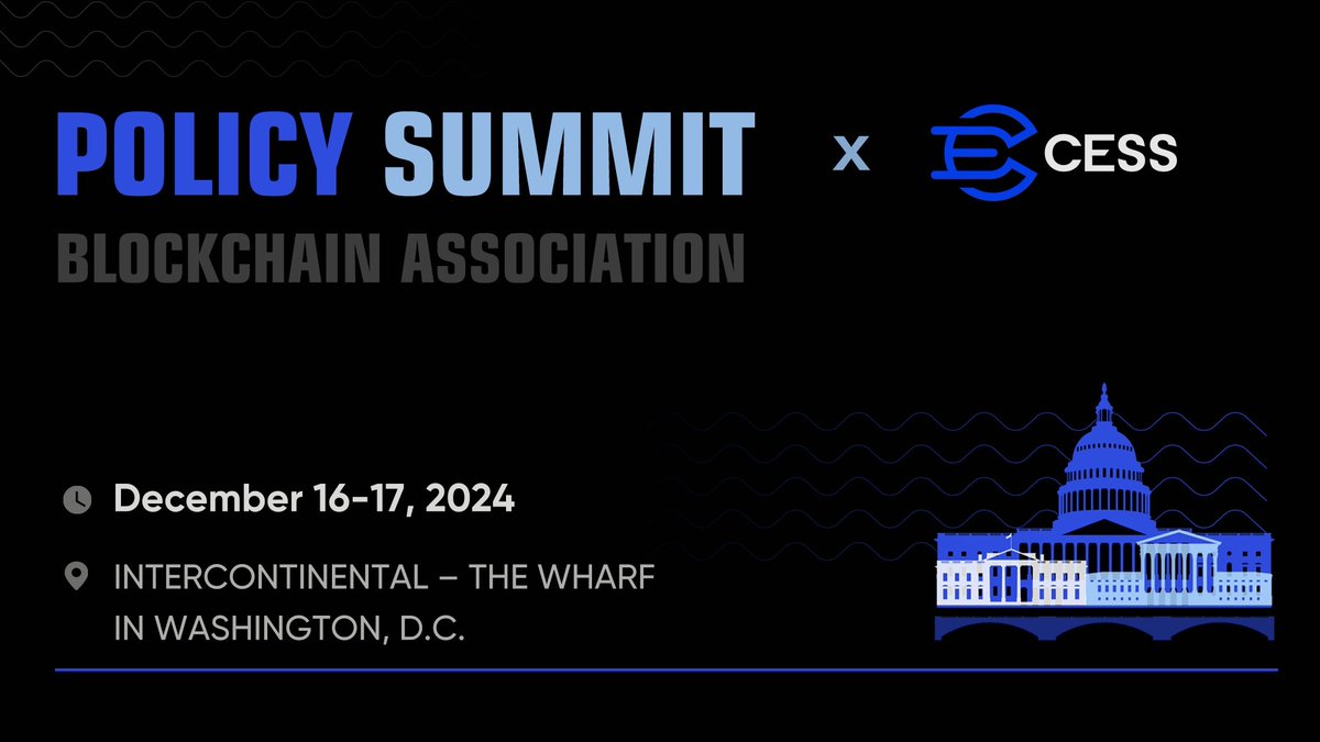 #CESS is honored to participate in the Blockchain Association’s Policy Summit as a proud member! <a href="/BlockchainAssn/">Blockchain Association</a>

🗓️ December 16-17, 2024 👉theblockchainassociation.org/policy-summit-…

This exclusive event will feature discussions with key policymakers, regulators, and industry leaders, as we work