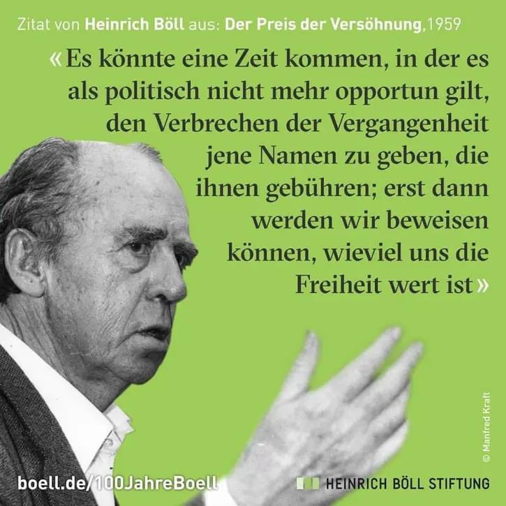 Heinrich Böll war ein kluger Mann.
Es ist schon irgendwie traurig zu sehen, wie recht er damals schon hatte.
Aber umso mehr kommt es nun auf uns an!