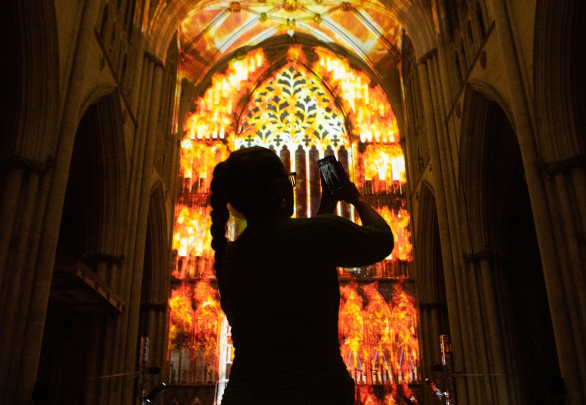 Step inside PHOENIX, our brand new lightshow, and immerse yourself in spectacular projections and moving soundscapes recalling the events of the 1984 fire. 

Tickets are selling FAST, book yours on our website: yorkminster.org/whats-on/event…