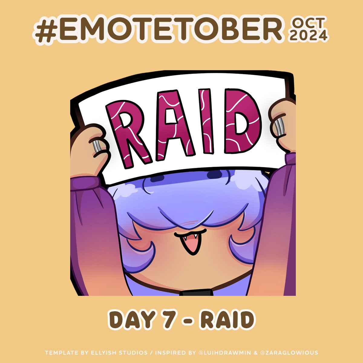 Day 7 - Raid with <a href="/NyaxelVT/">Nyaxel</a> 💙
You can send me a message to receive the file! 

I will pick one name randomly everyday until October 31st so you can still join 🍎 Good luck! #EmoteTober