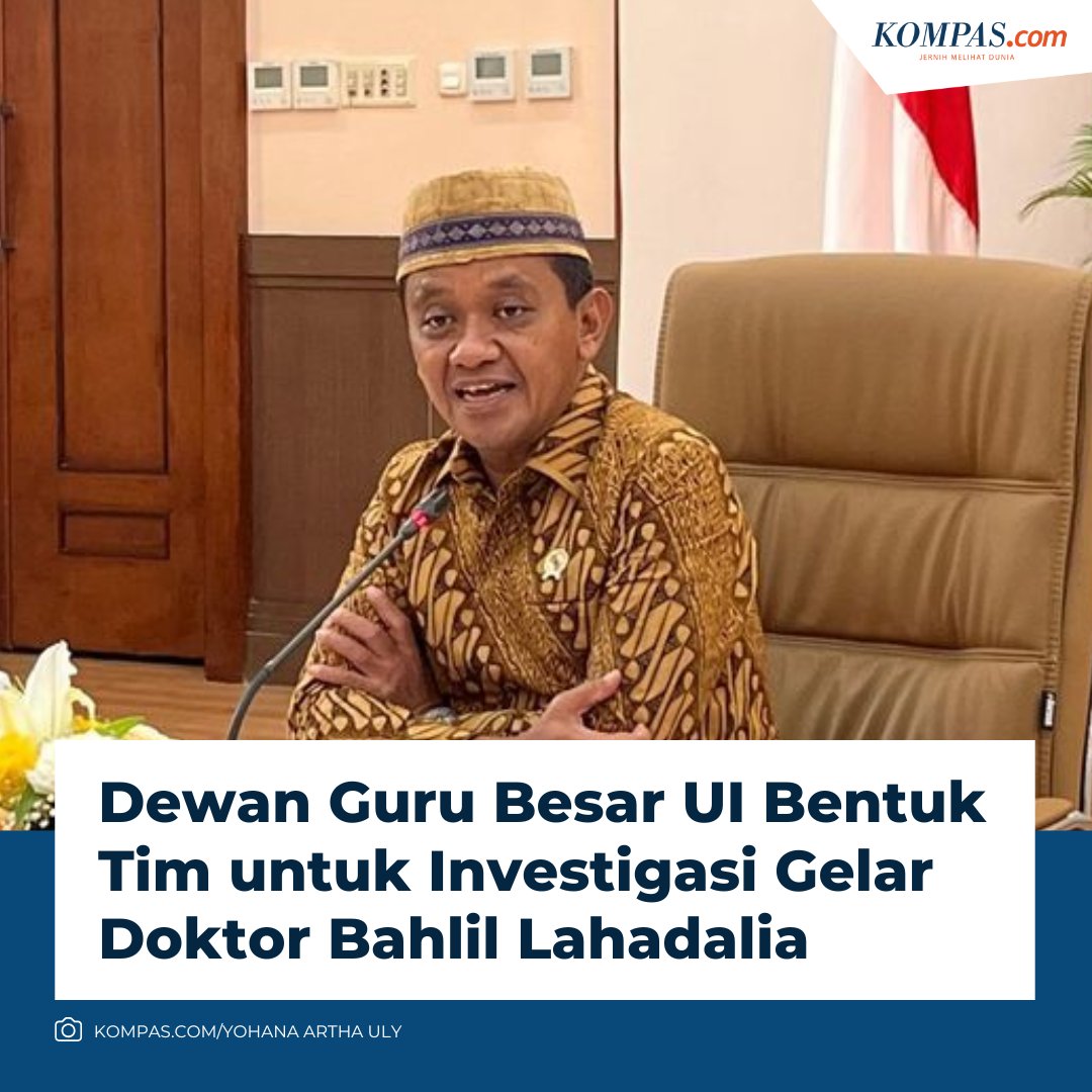kompascom's tweet photo. Dewan Guru Besar UI Bentuk Tim untuk Investigasi Gelar Doktor Bahlil Lahadalia

Baca di https://t.co/lC09mz08gR https://t.co/wkPzk8FlOJ
