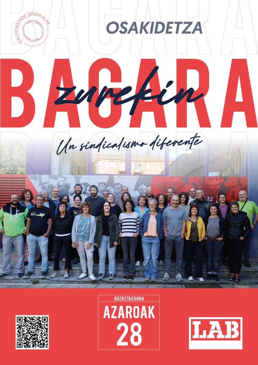 LABsindikatua's tweet photo. 🔴 LAB, garantía para el cambio que necesita Osakidetza

➡️ LAB será la palanca para impulsar las transformaciones de raíz que necesita el sistema sanitario. 

✉️ El 28 de noviembre vota LAB

🔗 https://t.co/XBUIeTNLRX

#ZurekinBagara
#UnSindicalismoDiferente https://t.co/AzUSKO6hFn