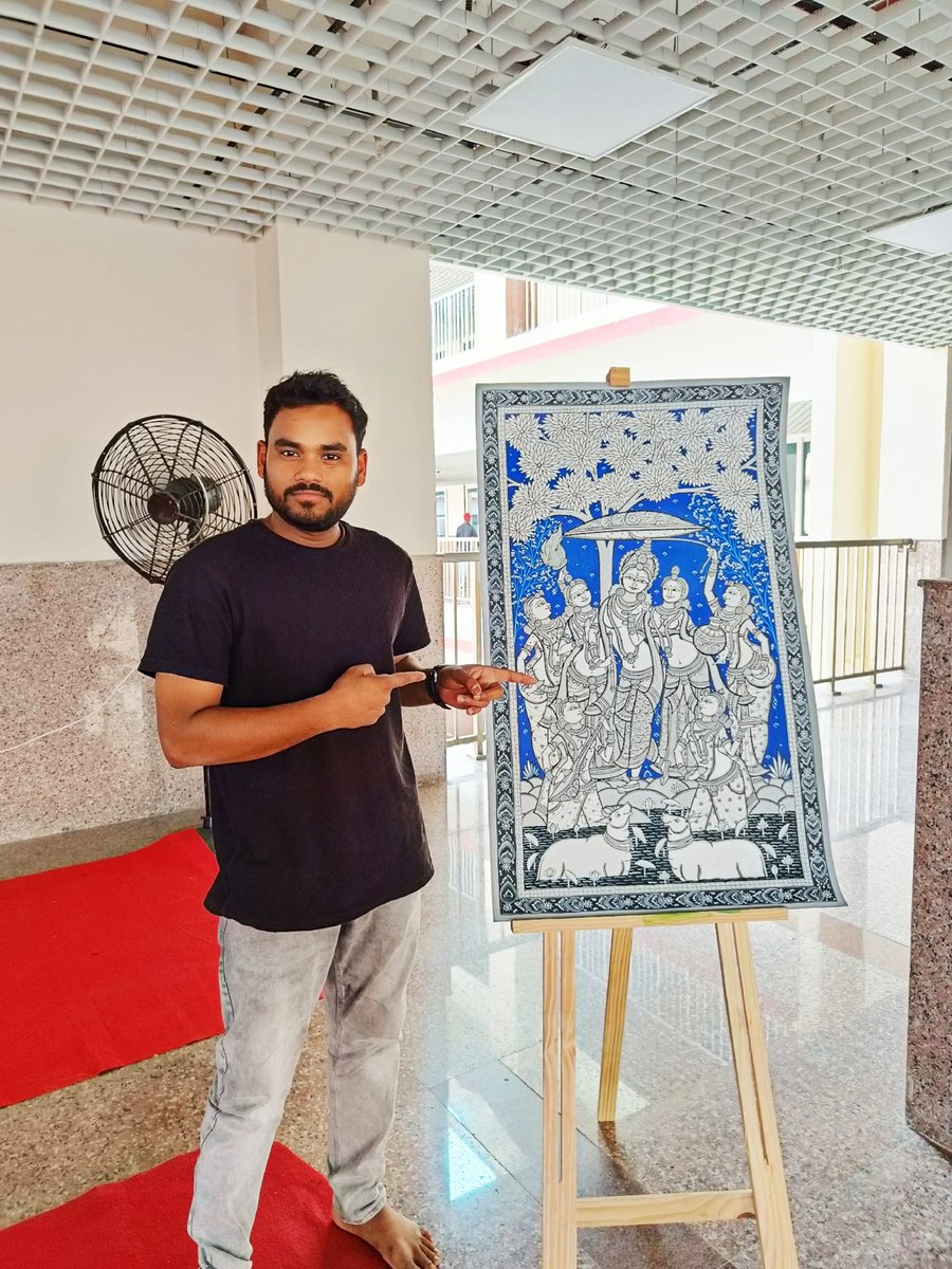 Done this beautiful masterpiece during the workshop at <a href="/IITJammu/">IIT Jammu</a> 
Very grateful and thankful 
Thank you for inviting us.
#ArtistOnX #buyartonline #demonstration #workshop #paintingworkshop #radhakrishna #artforsale