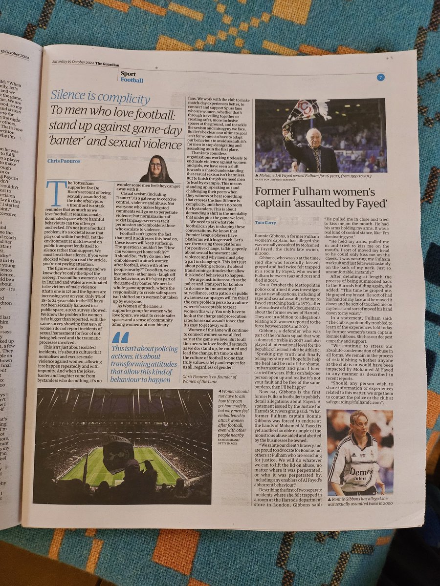 For those who say football is a safe space for women by now &amp; question why the battle for equality on the pitch, in the boardroom and on the terraces, have a read of these two articles in today's <a href="/guardian_sport/">Guardian sport</a> 👇
