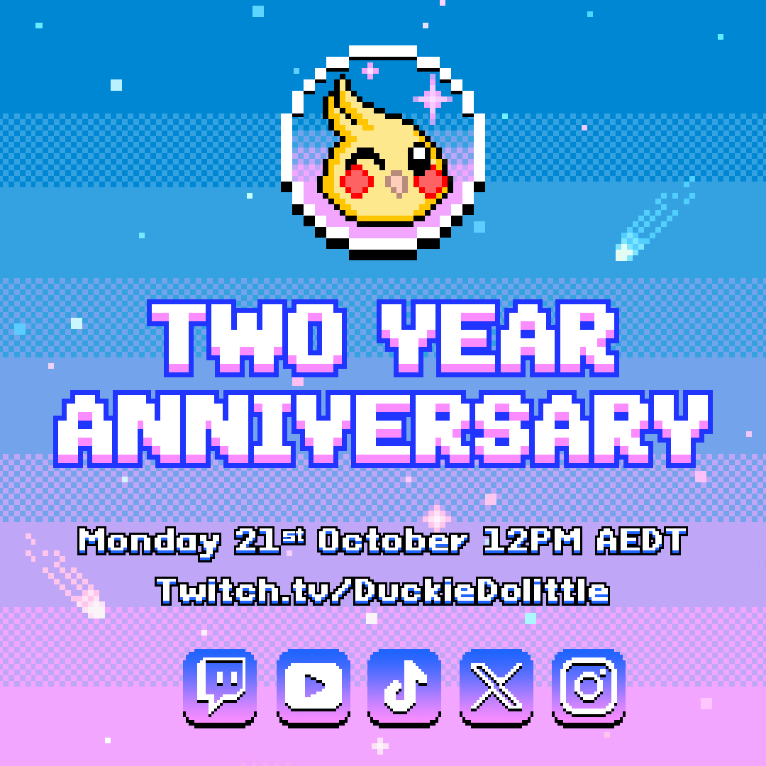 My 2 year stream anniversary is happening soon! 🎉
I hope to see you all there!