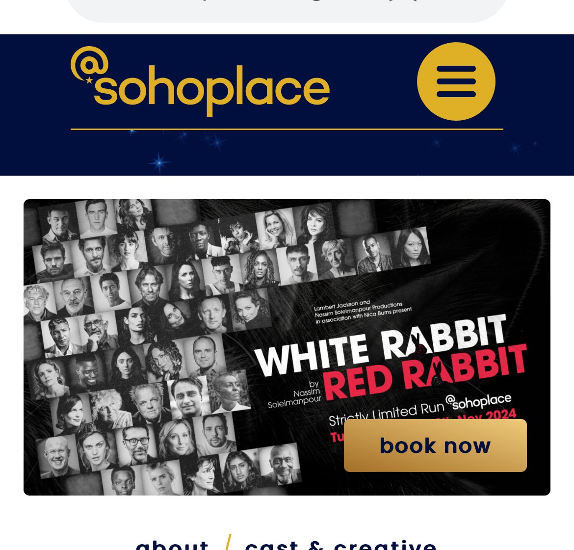 angie_mcphie's tweet photo. Stalls Row A seat for tonight for #whiterabbitredrabbit at @sohoplacelondon available. With #CallumScottHowells. £50 (face value. Pls message if interested thankyou. https://t.co/NFBPBww2w8