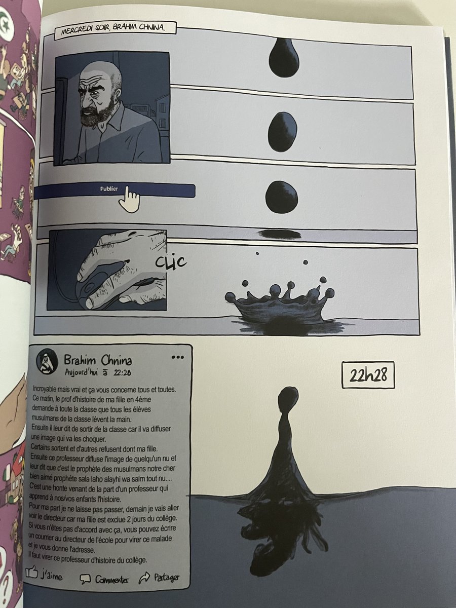 Ithyphallique's tweet photo. 📚
Lisez la BD “Crayon noir” qui raconte de l'intérieur la  descente aux enfers de Samuel Paty.
L'engrenage sur la base de faux témoignages &amp; de rumeurs.
L'institution qui fait un fait établissement contre Samuel pour “atteinte à la laïcité".
Les collègues désunis.
Tragique. https://t.co/u5zBsyxl3d