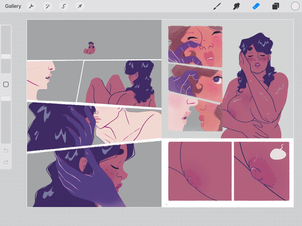 PinkZukinee's tweet photo. Here’s some WIPs I did for Lilith &amp; Eve (2/2) 
#LilithandEve #wlw #yuri #nsfw #nsfwcomic https://t.co/9YdE5XxBIL