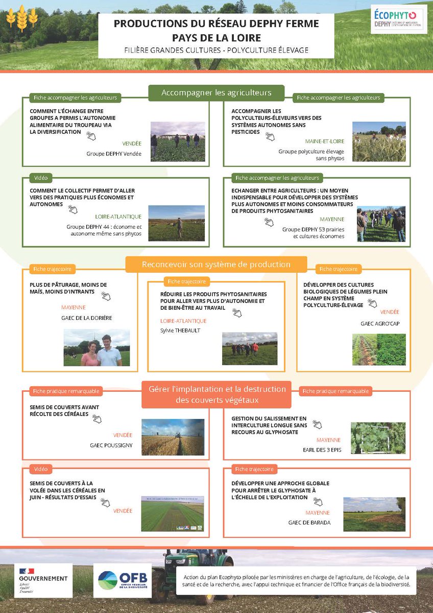 ChambagriPdL's tweet photo. [Publication] Une nouvelle production DEPHY ferme vient de sortir !
👉 Ce recto/verso regroupe les productions des groupes DEPHY Ferme : fiches trajectoires, pratiques remarquables, accompagner les agriculteurs, vidéos et focus web... https://t.co/hygRtIarg5