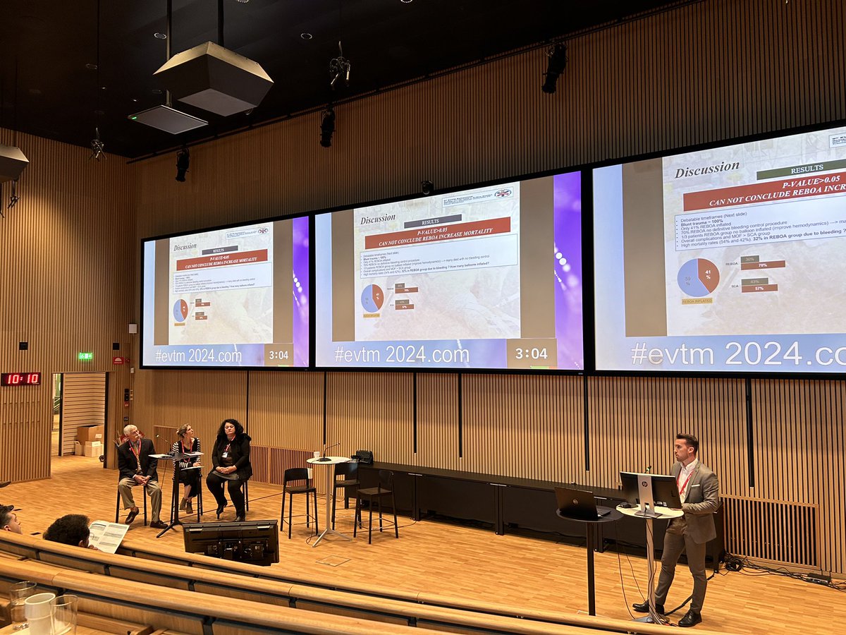 andreumartinezh's tweet photo. Critically analizing the UK-REBOA trial at the #EVTM2024 🇸🇪

Interesting discussion and great debate.
Some questions up in the air, still to get consensus. Keep working on it. 

A tremendous honor to share panel with one of the trauma surgery fathers, Prof. Moore. https://t.co/t199vZzmFX