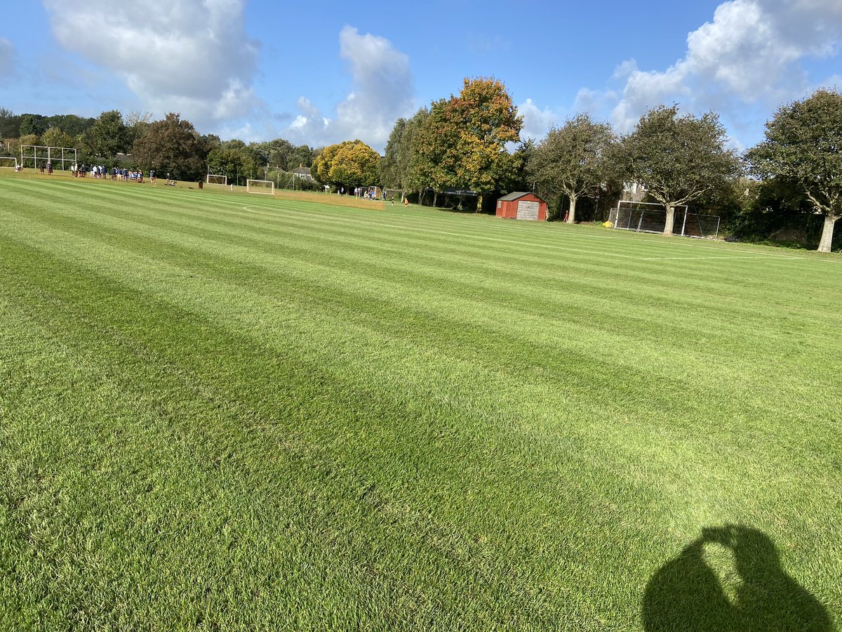Pitch ready for Alphington 1st team’s home game against Elmore⚽️🧡