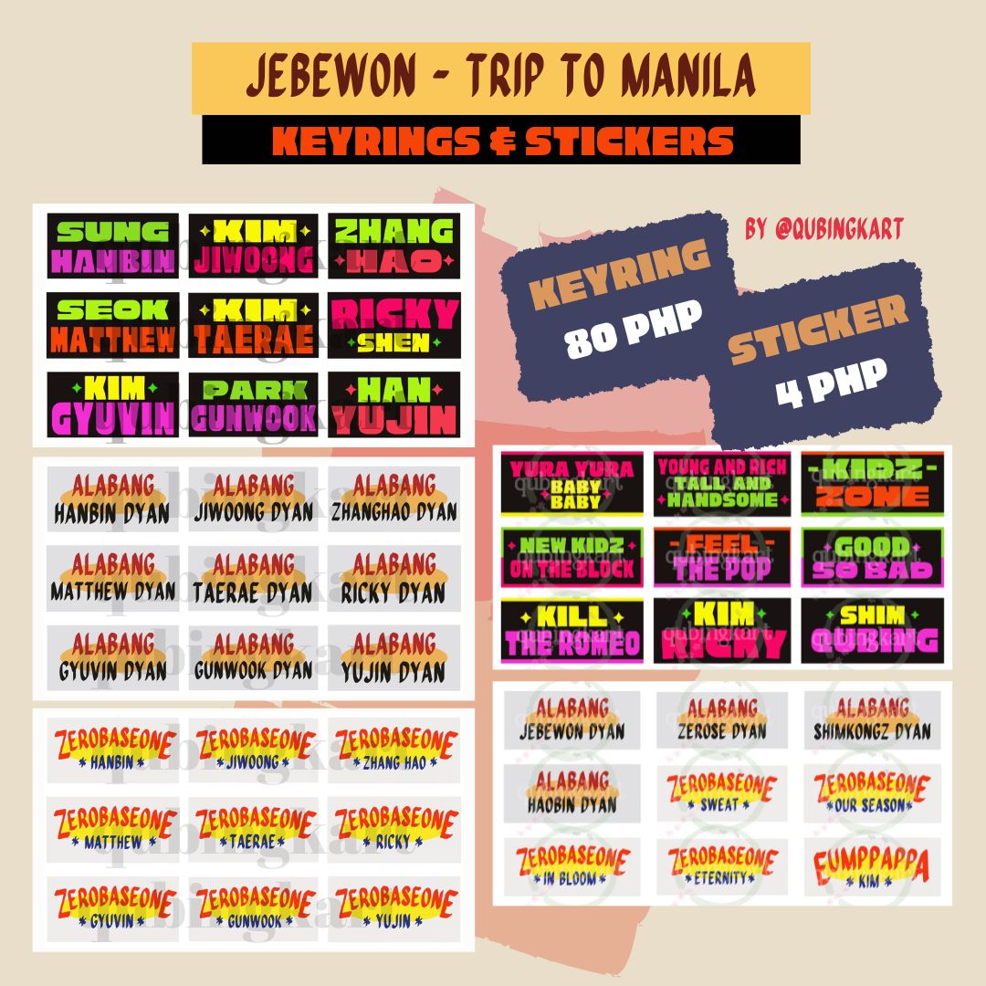 qubingkart's tweet photo. jebewon's trip to mnl!
ph transpo placard-inspired anik anik

keyring - 80php
sticker - 4php

DOO: Nov 2, 5PM
DOP: Nov 4, 5PM

first 9 orders above 300php = free pf+sf
🔗: https://t.co/Vr256lXQbd

🏷️wts lfb zb1 ph jiwoong hanbin zhang hao matthew taerae ricky gyuvin gunwook yujin https://t.co/mY9dvmgd1y