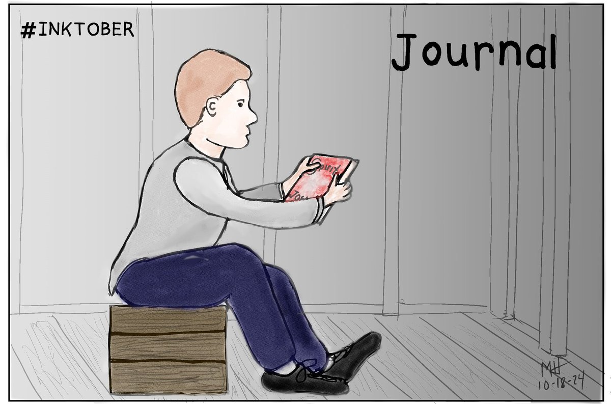 coachhays64's tweet photo. #Inktober Journal. While cleaning Grandma's attic, Joe found his great uncle's infamous family spirit journal. #InktoberJournal #Inktober2024 #kidlitart #illustration #scbwiillustrators #scbwi https://t.co/bmZFx2KrHj