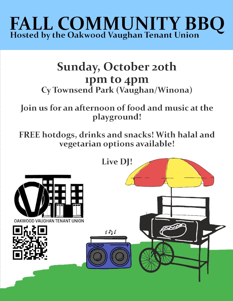 OVTenantUnion's tweet image. Oakwood Vaughan Tenants - Come join us this Sunday for a free community BBQ!! Bring your apetites and your questions about #tenantrights! #OakwoodVaughan