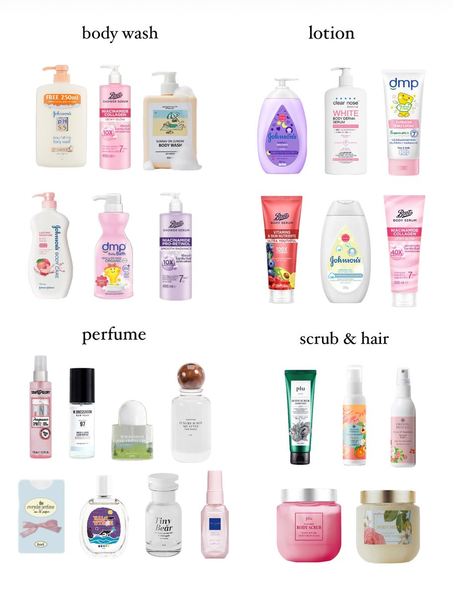 จากใจเลยถ้าอยากเริ่มดูแลตัวเองง่ายๆก็เลยคือทาสกินแคร์ / กันแดด แค่นี้ผิวก็ดีขึ้นแล้ว มาแปะไอเทมสำหรับใครที่อยากดูแลตัวเองง่ายๆทำตามได้แน่นอน

หมวดสกินแคร์ 
-cleansing 
-cleanser 
-moisturizer 
-sunscreen 

หมวดความหอม 
-body wash 
-lotion 
-perfume 
-scrub / hair

(รีวิวในเธรด)