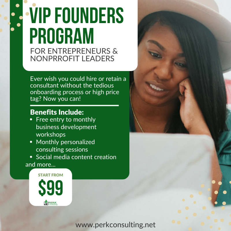 PERK_Consulting's tweet photo. Ever wish you could hire or retain a consultant without the tedious onboarding process or high price tag? Now you can! Contact us to learn more about our VIP Founders Program. https://t.co/1p4jwjwhHy