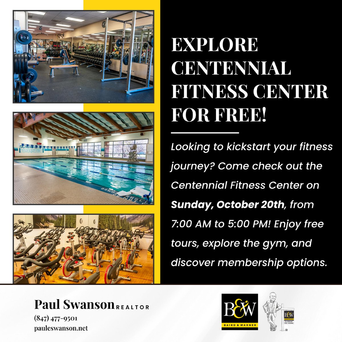 PaulESwanson's tweet photo. Looking to kickstart your fitness journey? 💪

Then you won’t want to miss the Centennial Fitness Center Open House on October 20th, from 7:00 AM to 5:00 PM! This is your chance to tour the gym, explore the equipment, and check out all the amenities at no cost. 🏋️‍♀️

Whether... https://t.co/TMMkS0JzKA