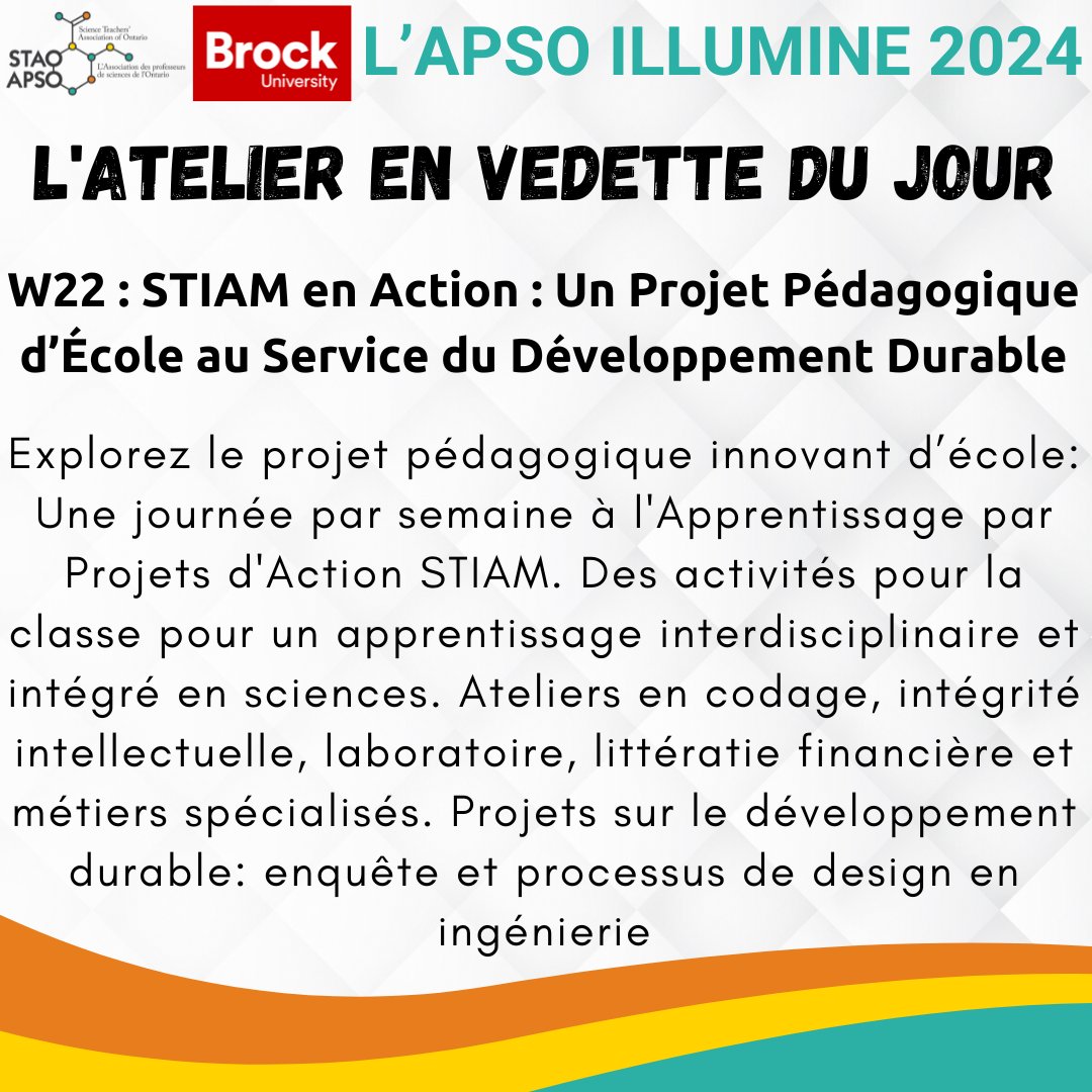 Avez-vous découvert notre programme pour l'APSO Illumine 2024 le 13 novembre ? Voici l’un de nos ateliers en français !

Consultez le programme complet ici : tinyurl.com/STAOIgnites202…
et
achetez vos billets avant le 21 octobre pour économiser 50 $ !
stao.ca/product-catego…
