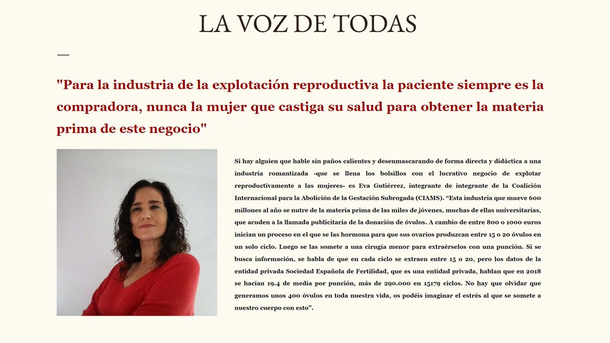 NuriaCSopena's tweet photo. 🇪🇸El negocio de la compra-venta de óvulos es tal que España es ya el 2º exportador mundial de gametos. Nos gana 🇺🇸EE. UU.

🎙En "La voz de todas" @RayAshla también cuenta que  Meloni "ha hecho más por las mujeres que Irene Montero y Ana Redondo".

https://t.co/QuRgRRum8y https://t.co/YSmNV9kRMP