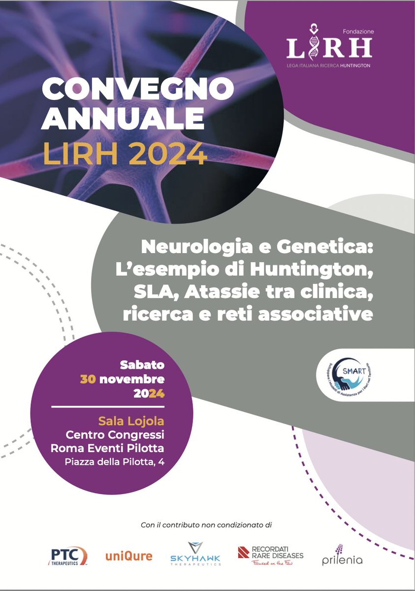 Un approfondimento sulle #malattierare #neurodegenerative dal punto di vista della #clinica, della #ricerca e dell'impatto #sociale.
#huntington - #sclerosilateraleamiotrofica- #atassie la voce degli #esperti e la voce dei #pazienti - #ECM - #iscrizione lirh.it/cosafacciamo/c…