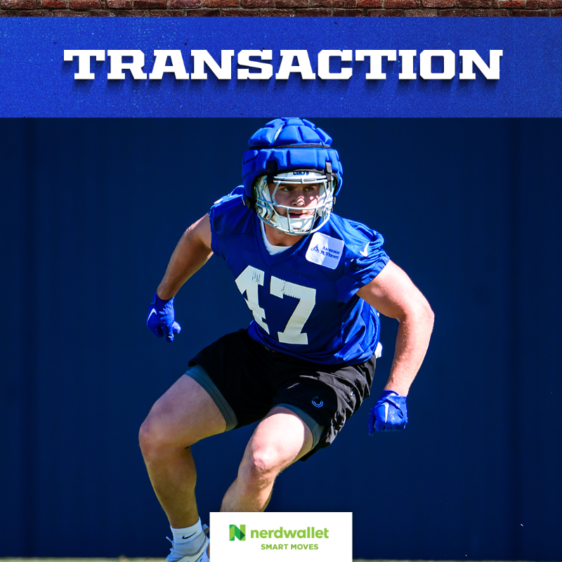 Colts's tweet photo. We have elevated LB Liam Anderson and CB Kelvin Joseph to the active roster from the practice squad for #MIAvsIND.

We have signed LB Austin Ajiake to the practice squad and released WR Ethan Fernea from the practice squad.