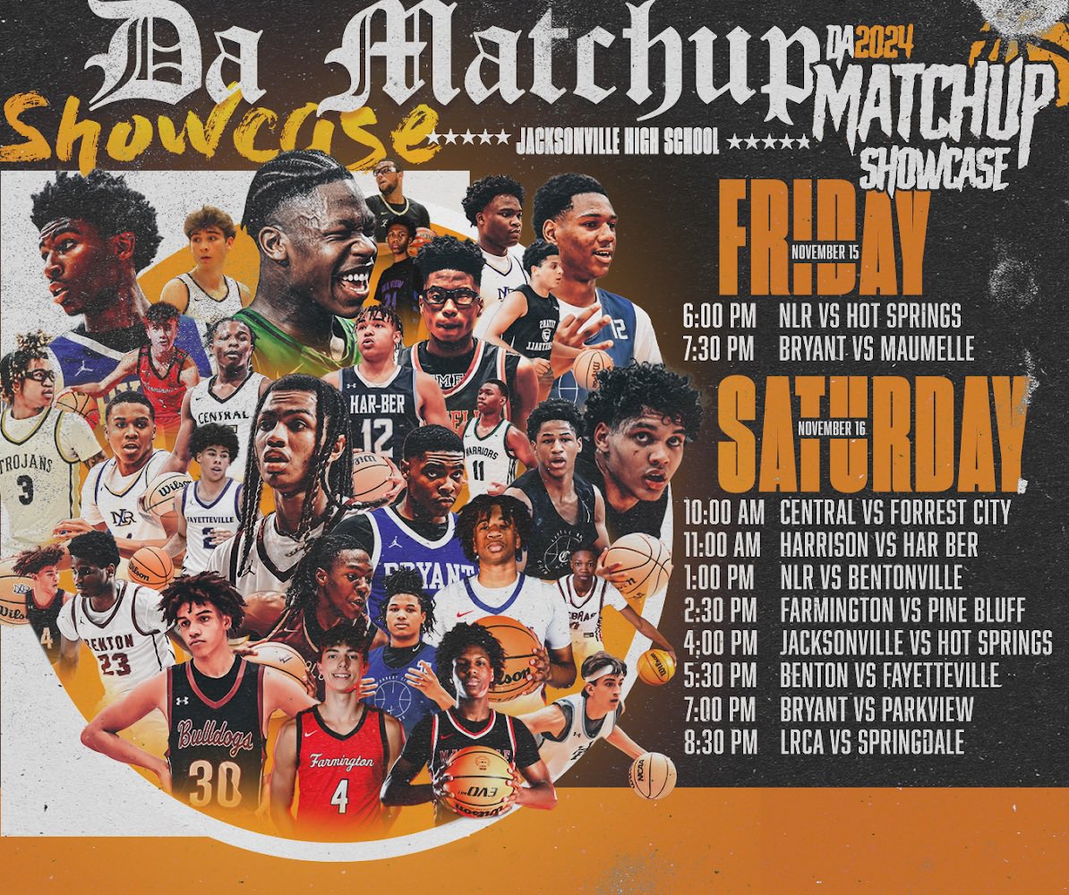 ⭐️⭐️Da Matchup Showcase⭐️⭐️

     "IT'S ALMOST TIME FOR HOOPS!”

Catch the state's top teams and players in action! Last year's event was electric - don't miss this year's excitement!

🗓️- Nov 15-16

📍Jacksonville High School, AR

#DaMatchupShowcase #HighSchoolHoops