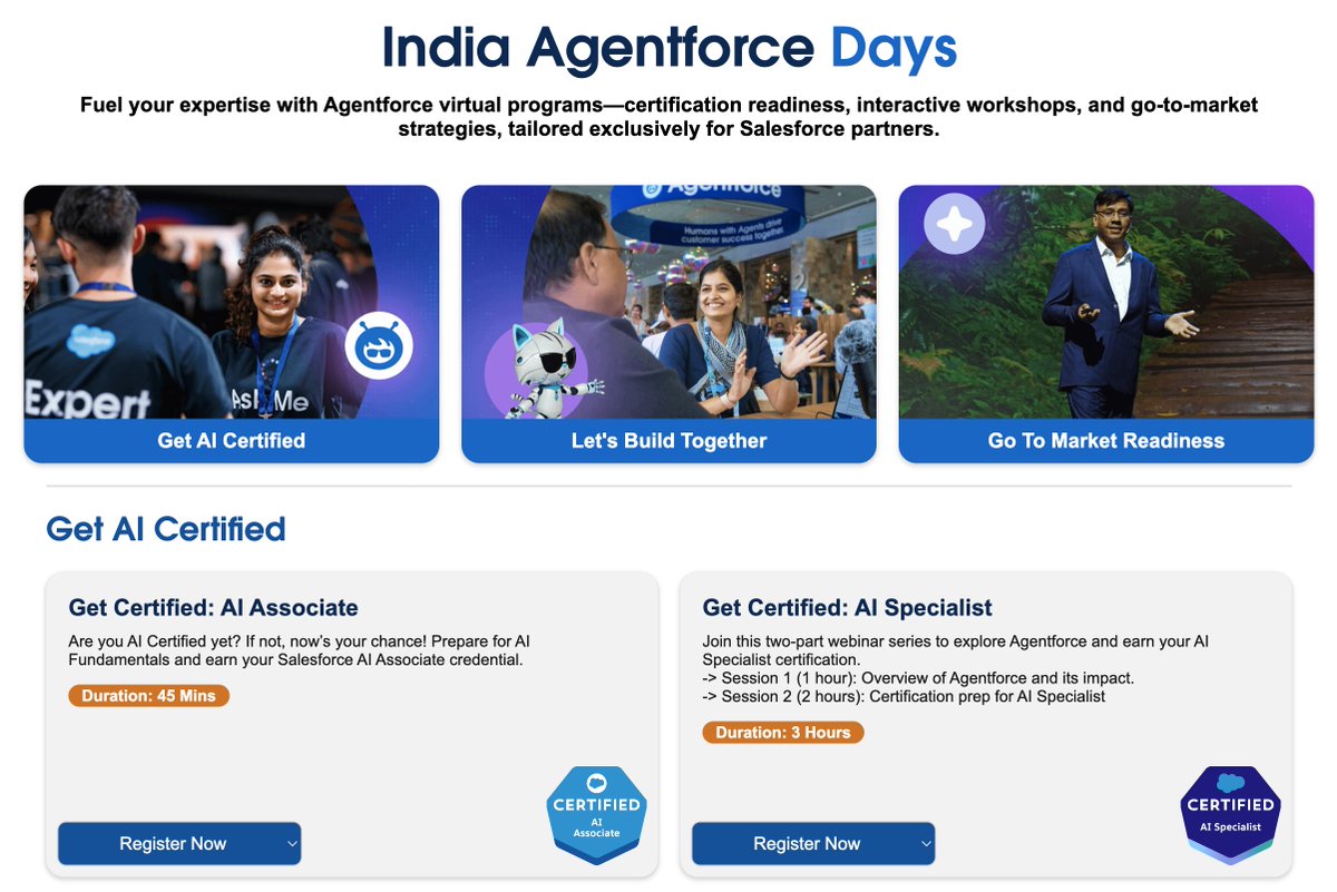 Dinesh Yadav (@i_am_dy) on Twitter photo 🚀 India Agentforce Days are here! 🚀
<a href="/salesforce/">Salesforce</a> Partners, are you AI-certified yet? Participate in Agentforce Days starting Oct 21st, for two action-packed certification sessions designed to sharpen your AI skills: cloud.mail.salesforce.com/agentforce-days 🚀 India Agentforce Days are here! 🚀
<a href="/salesforce/">Salesforce</a> Partners, are you AI-certified yet? Participate in Agentforce Days starting Oct 21st, for two action-packed certification sessions designed to sharpen your AI skills: cloud.mail.salesforce.com/agentforce-days