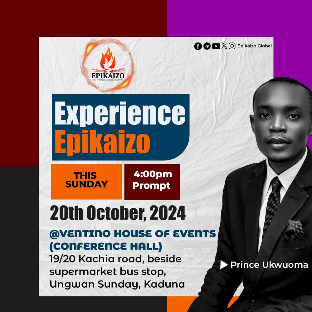 prince_ukwuoma's tweet image. Join us this Sunday in Epikaizo for another outpouring of the presence and blessings of the Most High....Time is 4pm.

Pray, plan and attend. Come Expectant and invite a friend.

Join us online and onsite.
facbook.com/spiritlifeglob…

See you in service
#Increase2024
#PrinceUkwuoma